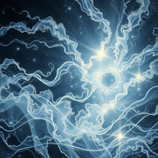 shimmering silver, Ivan Aivazovsky, surrealism, baroque influence, ethereal glow, intricate detailing, metallic textures, fluid motion, celestial themes, dreamlike ambiance, luminous highlights, reflective surfaces, cosmic scale, mystical atmosphere, soft gradients, flowing curves, abstract representation, opulent elegance, ephemeral nature, historical echoes, captivating light play