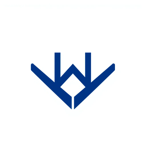 minimal M logo, two vertical strokes, perspective convergence, depth, hierarchy, solid indigo blue, geometric structure, modern tech design, flat vector illustration, clean lines, white background, contemporary aesthetics, precision, symmetry, balance, futuristic approach, sleek elegance, simplicity, innovation, dynamic form, visual impact