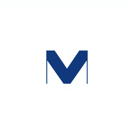 bold M logo mark, solid geometric letter, thin horizontal connector lines, structured layers, indigo on white, modern minimal SaaS branding, flat vector, minimalist aesthetics, Bauhaus influence, clean design, precision technique, sharp angles, corporate elegance, brand identity, contemporary sophistication, grid-inspired composition, visual harmony, digital symmetry, professional polish, innovative typography, strategic simplicity