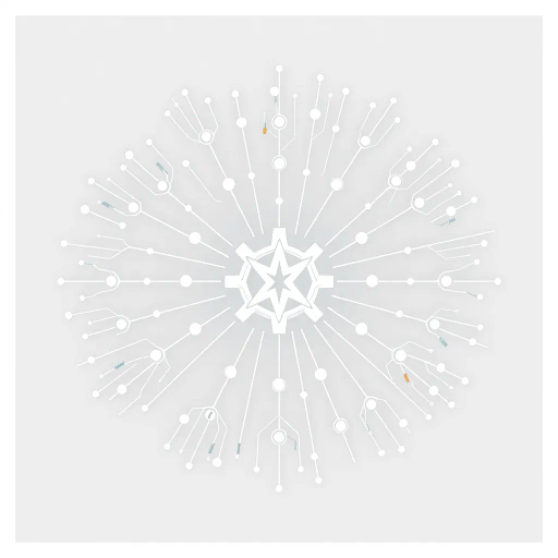 futuristic abstract, artificial intelligence, mind maps, symbol, iconography, minimalism, elegant lines, Bauhaus influence, white and light gray tones, geometric shapes, modern simplicity, clean design, contemporary aesthetics, conceptual clarity, sleek interface, data visualization, minimalist tech, smooth gradients, vector art, innovative perspective