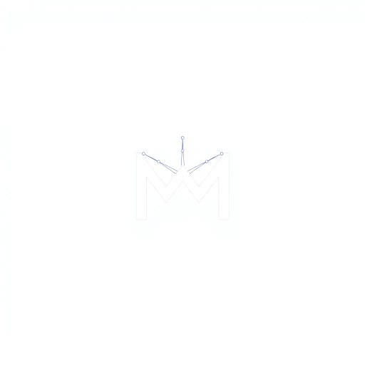 abstract design, letter M, minimalist logo, Bauhaus influence, geometric symmetry, vector art, indigo gradient, white background, contemporary art, structural composition, node connection, modern aesthetics, elegant flow, clean lines, simplicity, dynamic form, modular design, technological theme, minimalist elegance, visual balance, artistic ingenuity, thin branching lines, tree hierarchy, network structure, parent-child relationships, symmetrical design, sleek lines, connectivity, visual metaphor, graphic art, contemporary minimalism