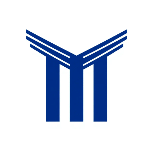 bold letter M, parallel strokes, tapering structure, upward hierarchy, indigo blue, geometric precision, vector design, minimalist aesthetic, structural elegance, balance and symmetry, clean composition, white background, modernist influences, Bauhaus geometry, minimal lines, disciplined form, artistic clarity, Kandinsky, clean lines, modernism, abstract forms, harmony, mathematical precision, space, contemporary design, elegant simplicity, European art movements, early 20th century, clear contrast, artistic innovation, elegant proportions