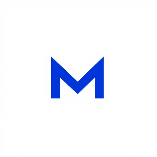 ultra minimalism, bold geometric design, clean lines, solid indigo color, #3D63DD, pure abstract letterform, modern vector aesthetics, white void background, symmetry, simplicity, mid-century modern influences, structural clarity, spatial balance, elegant composition, artistic reduction, iconic branding, visual harmony, shape exploration, vivid indigo contrast, negative space utilization, M letterform essence, vector-art, Wassily Kandinsky, Bauhaus, Yves Klein, abstract expressionism, asymmetrical balance, crisp outlines, contrast dynamics, linear elegance, modernist abstraction, form and function fusion, minimalist iconography, design purity