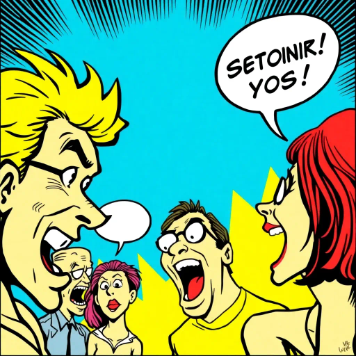 satirical humor, dynamic expression, pop culture references, Roy Lichtenstein style, bold outlines, vibrant colors, exaggerated features, humorous storytelling, speech bubbles, graphic novel style, contemporary irony, playful composition, visual punchline, sequential art, contemporary satire