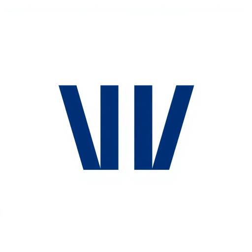 bold letter M logo, parallel strokes, subtly taper, upward hierarchy, structured design, solid indigo blue, clean geometric vector, white background, modern minimalist, Bauhaus influence, precise lines, asymmetrical balance, visual clarity, typographic elegance, dimensional form, sleek aesthetic, contemporary design, harmonious proportions