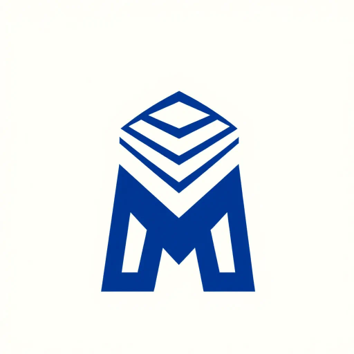 bold letter M, parallel strokes, tapering structure, upward hierarchy, indigo blue, geometric precision, vector design, minimalist aesthetic, structural elegance, balance and symmetry, clean composition, white background, modernist influences, Bauhaus geometry, minimal lines, disciplined form, artistic clarity, Wassily Kandinsky, Paul Klee, contemporary minimalism, precision engineering, abstract elegance, airiness, conceptual purity, serene calmness, crisp definition, design innovation, sleek outlines, futuristic appeal, harmonious proportions