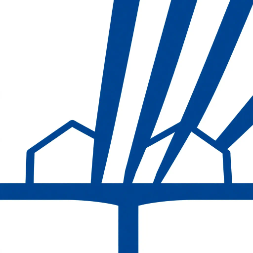 geometric structures, minimalist design, bold parallel vertical strokes, indigo blue hues, angled V-shaped bridges, symbolic representation of hierarchy, clean lines, flat vector aesthetics, contrast, balance, modern branding, Bauhaus influence, architectural composition, precise alignment, abstract interpretation, simplicity, clarity, negative space utilization, graphic design innovation, contemporary aesthetics, white background