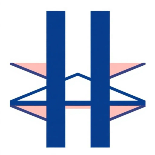 geometric structures, minimalist design, bold parallel vertical strokes, indigo blue hues, angled V-shaped bridges, symbolic representation of hierarchy, clean lines, flat vector aesthetics, contrast, balance, modern branding, Bauhaus influence, architectural composition, precise alignment, abstract interpretation, simplicity, clarity, negative space utilization, graphic design innovation, contemporary aesthetics, white background