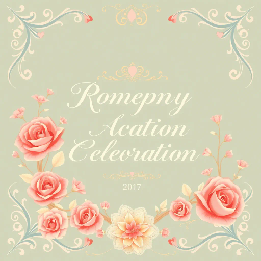 romantic celebration, elegant typography, floral motifs, Baroque influences, serene pastel colors, intricate detailing, soft lighting, symbolic unity, harmonious balance, tender emotions, delicate textures, timeless elegance, artistic flourishes, gentle curves, intimate framing, cultural richness, joyful mood, ornate patterns, classic composition, Victorian sophistication, thematic cohesion, luxurious presentation