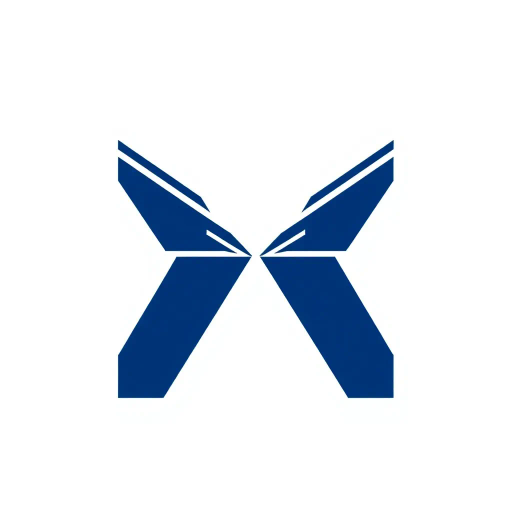 geometric M lettermark, bold vertical strokes, angled V-shaped bridges, hierarchy, solid indigo blue, minimalism, flat vector design, clean white background, modern typography, precision, simplicity, strong visual identity, abstract representation, corporate branding, bold lines, negative space, symmetrical composition, Bauhaus influence, contemporary design