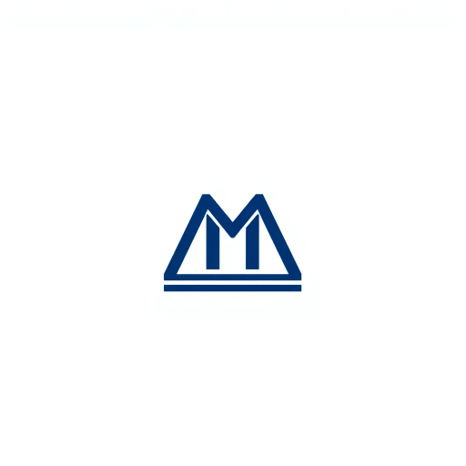 bold M logo mark, solid geometric letter, thin horizontal connector lines, structured layers, indigo on white, modern minimal SaaS branding, flat vector, minimalist aesthetics, Bauhaus influence, clean design, precision technique, sharp angles, corporate elegance, brand identity, contemporary sophistication, grid-inspired composition, visual harmony, digital symmetry, professional polish, innovative typography, strategic simplicity