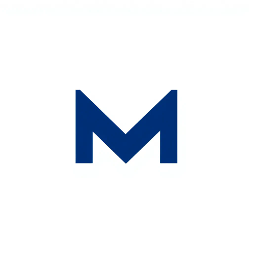 ultra minimal M logo, bold angled strokes, geometric design, clean vector form, solid indigo, #3D63DD, pure letterform, simplicity, modernism, stark contrast, abstraction, precision, clarity, Bauhaus influence, minimalism, white background, negative space, symmetry, balance, monochrome palette, contemporary aesthetic, art deco hints, digital vector art, sharp edges, sleek design, graphic elements, typographic exploration