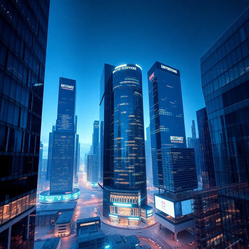 futuristic skyscrapers, modern aesthetics, precision geometry, sleek surfaces, corporate elegance, glass facades, bustling metropolis, high-tech ambiance, minimalist design, dynamic composition, cool color palette, ambient lighting, reflections, clean lines, urban inspiration, technological advancement, efficiency, structured frameworks, contemporary influence, power dynamics, progress and innovation, panoramic view, architectural mastery, metropolitan culture