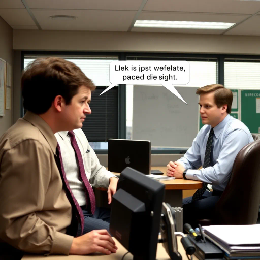 satirical workplace dynamics, dry humor, comedic tension, Michael Scott's antics, Dwight Schrute's quirks, Dunder Mifflin, mundane yet hilarious, subtle color palette, observational comedy, exaggerated expressions, pop culture references, slice of life, American corporate satire, ensemble cast interactions, Jim Halpert's pranks, Pam Beesly's wit, 2000s mockumentary style, relatable office scenarios, iconic catchphrases, laugh-out-loud moments
