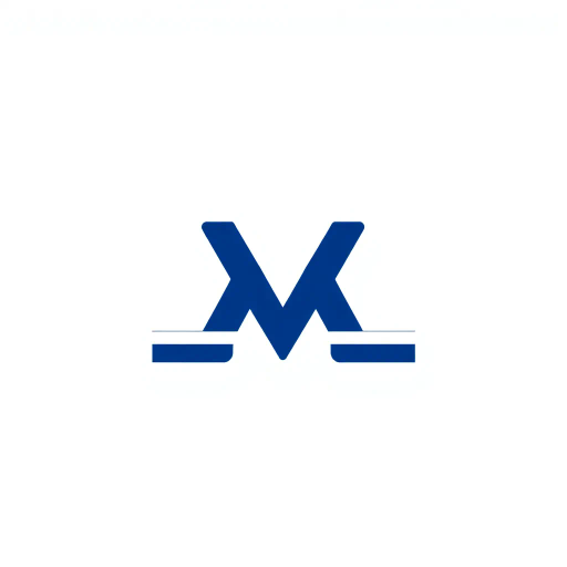 bold M logo mark, geometric letter, structured layers, thin horizontal connector lines, indigo on white, modern SaaS branding, flat vector, Bauhaus influence, minimalist aesthetics, clean design, structured composition, primary color palette, geometric precision, visual balance, negative space utilization, corporate identity, digital branding, contemporary design language, clarity in form, modernist simplicity, abstract representation, typographic elegance, symmetrical arrangement, functional aesthetics, design unity, simplicity in complexity