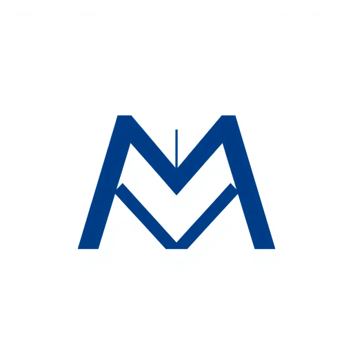 minimal logo design, bold letter M, solid geometric shape, V-shaped connectors, branching structure, hierarchy symbolism, indigo blue, flat vector illustration, modern design, SaaS company branding, clean aesthetic, negative space, white background, contemporary style, minimalist approach, elegant simplicity, sleek representation, abstraction, corporate identity, stylish visuals, dynamic form, visual harmony, balanced composition