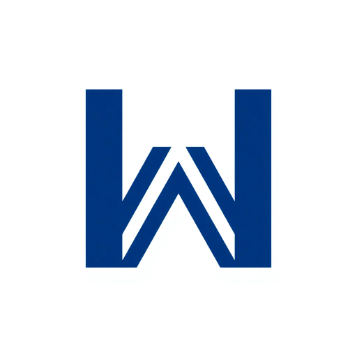 Geometric M lettermark, bold parallel vertical strokes, angled V-shaped bridges, hierarchy levels, indigo blue, minimalism, flat vector, white background, Bauhaus influence, modernist design, symmetry, clean lines, negative space, minimalist composition, abstract geometry, structural balance, graphic precision, contemporary aesthetics, visual hierarchy, simplicity and sophistication