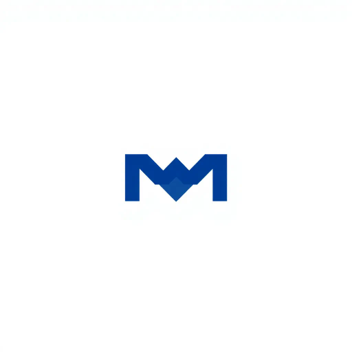 minimal logo design, bold letter M, solid geometric shape, V-shaped connectors, branching structure, hierarchy symbolism, indigo blue, flat vector illustration, modern design, SaaS company branding, clean aesthetic, negative space, white background, contemporary style, minimalist approach, elegant simplicity, sleek representation, abstraction, corporate identity, stylish visuals, dynamic form, visual harmony, balanced composition