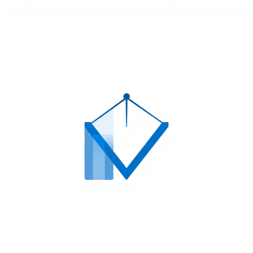 minimalist, bold, letter M, logo design, solid geometric shapes, V-shaped connectors, branching lines, hierarchy symbolism, indigo blue color palette, flat vector style, clean composition, modern SaaS branding, software aesthetics, white background, high-tech elegance, contemporary design, clarity, sleek presentation, geometric precision, corporate identity, monochromatic balance, visual hierarchy