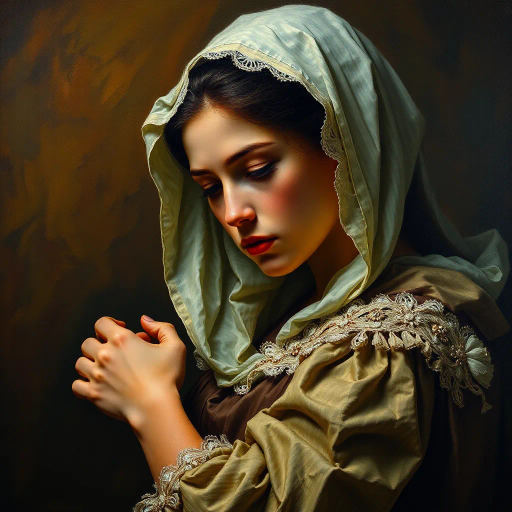 hyperrealistic, vivid colors, chiaroscuro lighting, intricate textures, classical realism, emotional depth, dramatic composition, rich detail, lifelike representation, Rembrandt influence, dynamic range, oil painting techniques, Vermeer inspiration, ethereal atmosphere, depth of field, intricate backgrounds, light and shadow interplay, tangible surfaces, 17th-century painting nostalgia, harmonic balance, nuanced shading, immersive perspective, timeless quality