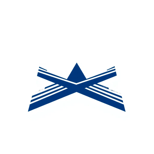 bold letter M logo, parallel strokes, subtly taper, upward hierarchy, structured design, solid indigo blue, clean geometric vector, white background, modern minimalist, Bauhaus influence, precise lines, asymmetrical balance, visual clarity, typographic elegance, dimensional form, sleek aesthetic, contemporary design, harmonious proportions