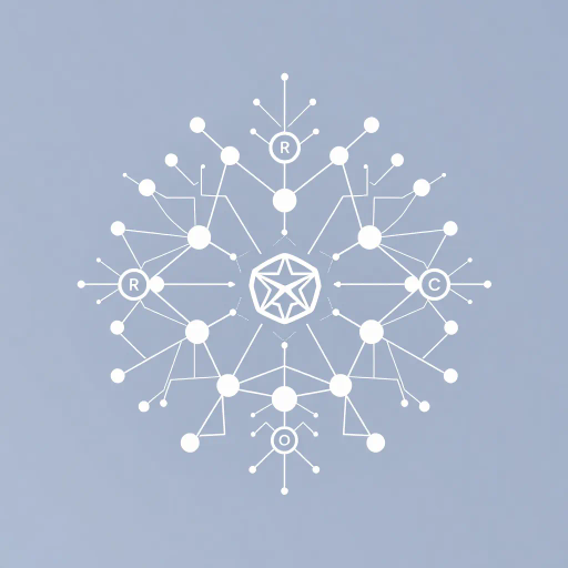 artificial intelligence, mind maps, logo design, abstract symbolism, minimalist geometry, futuristic aesthetic, Weissman style, Bauhaus influence, bright palette, clean lines, modernism, conceptual abstraction, symmetry, white space, interconnected networks, smooth gradients, cognitive flow, algorithmic design