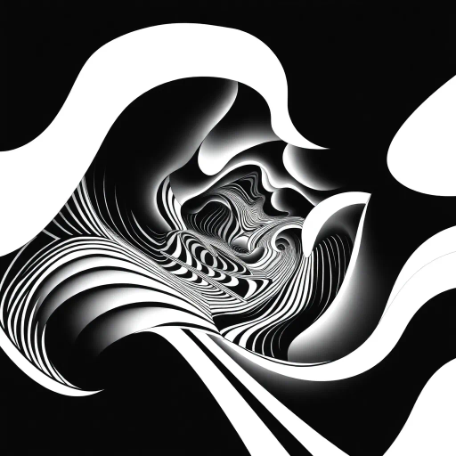 geometric shapes, intricate patterns, flowing lines, minimalist design, abstract expression, monochrome palette, dynamic movement, M.C. Escher influence, precise detailing, linear perspective, conceptual exploration, visual harmony, contour emphasis, spatial depth, artistic exploration, contemporary influence, surreal geometry, negative space, illusionary depth, conceptual ambiguity, repetitive motifs, structured chaos, balanced asymmetry, imaginative distortion, timeless aesthetic, line precision, enigmatic forms, spatial illusions