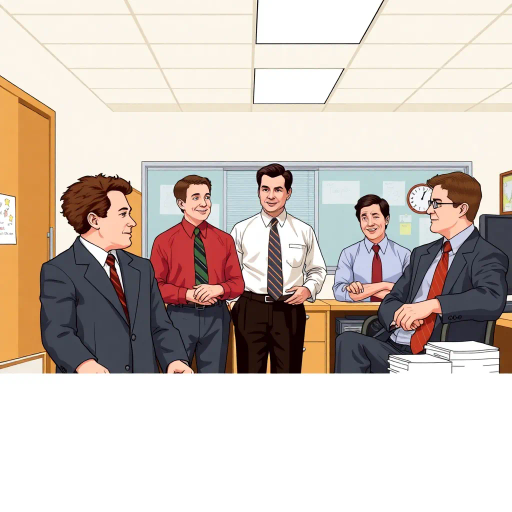 satirical, workplace comedy, 2000s television, vibrant characters, humorous interactions, Michael Scott, Jim Halpert, Dwight Schrute, sardonic wit, office dynamics, banter, mundane setting, Scranton, paper company, unconventional storytelling, ensemble cast, mockumentary style, Steve Carell, quirky relationships, deadpan humor, varied personalities, narrative arcs, expressive body language, exaggerated emotions, bright lighting, cheerful ambiance, subtle social commentary, scenographic composition