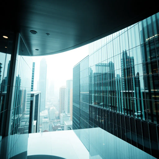 corporate leadership, modern architecture, executive presence, sleek design, dynamic composition, inspired by Andy Warhol and Bauhaus minimalism, emphasis on power and authority, neutral tones contrasted with vivid accents, high-rise perspectives, sharp lines, urban ambiance, technological influence, modernist aesthetics, strong focus on hierarchy and structure, professional environment, innovation, futuristic urban setting, ethereal lighting, clean and polished textures