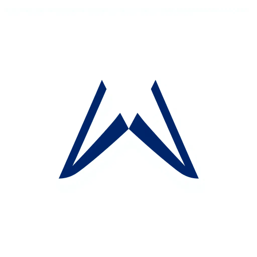 ultra minimal M logo, bold angled strokes, geometric design, clean vector form, solid indigo, #3D63DD, pure letterform, simplicity, modernism, stark contrast, abstraction, precision, clarity, Bauhaus influence, minimalism, white background, negative space, symmetry, balance, monochrome palette, contemporary aesthetic, art deco hints, digital vector art, sharp edges, sleek design, graphic elements, typographic exploration