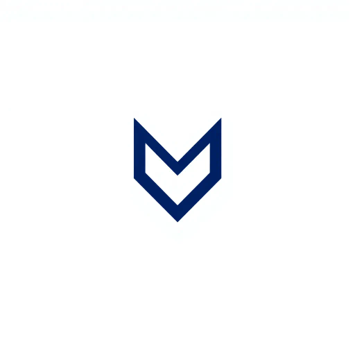 abstract M lettermark, bold design, minimalist aesthetics, modern logo, geometric precision, sharp V convergence, diverging lines, thick diagonal elements, solid indigo hue, striking visual contrast, elegant simplicity, white canvas background, Bauhaus influence, crisp and clean lines, graphic design, contemporary artistry, precise alignment, visual identity, innovative branding, sleek and sophisticated, artistic intent, Claude Garamond, high visual impact, symbolism of unity and balance