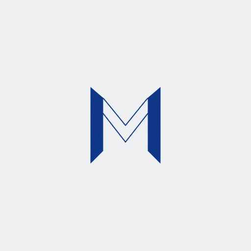 minimal M logo, perspective convergence, depth, hierarchy, solid indigo blue, geometric structure, modern tech design, flat vector illustration, Bauhaus influences, clean lines, symmetry, contemporary aesthetics, futurism, precision, abstraction, structural elegance, innovative branding, spatial innovation, two vertical strokes, balance, futuristic approach, sleek elegance, simplicity, innovation, dynamic form, visual impact, artistic elegance, technological sophistication, digital futurism, modernist aesthetic, avant-garde, high-tech minimalism, minimalism, contemporary geometric shapes, elegant symmetry, innovative form, futuristic precision