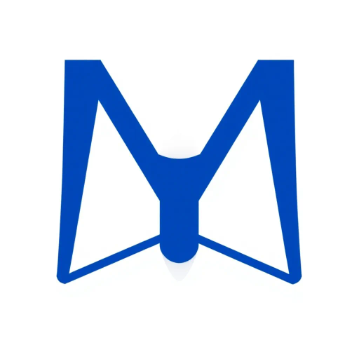 minimal M logo, perspective convergence, visual depth, hierarchy arrangement, solid indigo blue, geometric symmetry, modern tech design, flat vector illustration, white backdrop, Bauhaus influences, clean lines, contemporary aesthetics, spatial innovation, futurism appeal, precision in form, abstraction elements, innovative branding, structural elegance, two vertical strokes, balance harmony, futuristic approach, sleek minimalism, simplicity in design, dynamic form, visual impact, artistic elegance, minimalism movement, technological sophistication, digital futurism, modernist aesthetic, avant-garde style, high-tech minimalism