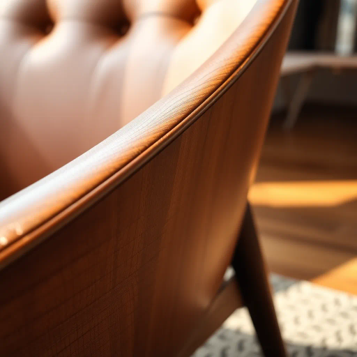 mid-century modern, close-up, rich textures, fine grain, warm mahogany, intricate details, Eames influence, contemporary design, natural lighting, soft shadows, minimalism, abstract expressionism, cozy comfort, detailed craftsmanship, Scandinavian influence, artistic composition, earthy tones, sophisticated elegance, smooth curves, Bauhaus aesthetics