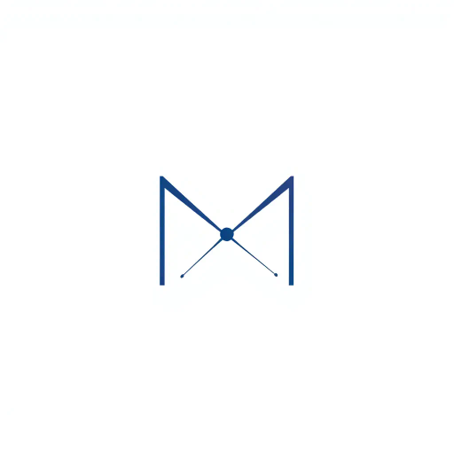 abstract design, letter M, logo, minimalism, thin branching lines, geometric symmetry, vector art, indigo gradient, white background, Bauhaus influence, structural composition, node connection, modern aesthetics, elegant flow, sleek lines, visual metaphor, connectivity, network tree structure, contemporary minimalism, refined artistic vision, dynamic form, modular design, sophisticated design, advanced composition, technological theme, artistic ingenuity, minimalist elegance, symmetry, pristine aesthetics, abstract metaphors, innovative form