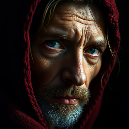 hyper-realism, detailed textures, chiaroscuro lighting, vibrant colors, Rembrandt influence, meticulous detail, natural light, atmospheric depth, emotional resonance, lifelike depiction, intricate composition, smooth gradients, realistic textures, expressive portraits, soft focus, dimensional accuracy, dynamic range, capturing essence, high detail, refined realism