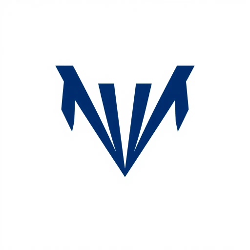 ultra minimal M logo, bold angled strokes, geometric design, clean vector form, solid indigo, #3D63DD, pure letterform, simplicity, modernism, stark contrast, abstraction, precision, clarity, Bauhaus influence, minimalism, white background, negative space, symmetry, balance, monochrome palette, contemporary aesthetic, art deco hints, digital vector art, sharp edges, sleek design, graphic elements, typographic exploration