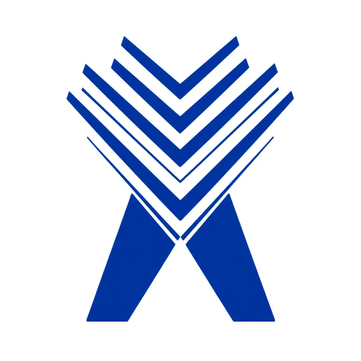 bold letter M, parallel strokes, tapering structure, upward hierarchy, indigo blue, geometric precision, vector design, minimalist aesthetic, structural elegance, balance and symmetry, clean composition, white background, modernist influences, Bauhaus geometry, minimal lines, disciplined form, artistic clarity, abstract modernism, crisp edges, mathematical harmony, spatial balance, Ludwig Mies van der Rohe inspiration, Paul Klee, geometric abstraction, contemporary design, visual clarity, meticulous alignment, precision art, serene minimalism, innovative composition, digital craftsmanship, Escher influence, De Stijl harmony, artistic ingenuity