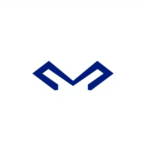 ultra minimal M logo, bold angled strokes, geometric design, clean vector form, solid indigo, #3D63DD, pure letterform, simplicity, modernism, stark contrast, abstraction, precision, clarity, Bauhaus influence, minimalism, white background, negative space, symmetry, balance, monochrome palette, contemporary aesthetic, art deco hints, digital vector art, sharp edges, sleek design, graphic elements, typographic exploration