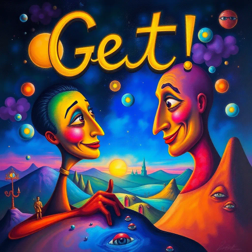 greeting, expression, surrealism, Salvador Dalí, vivid colors, dreamlike atmosphere, whimsical elements, modernist influence, abstract forms, human connection, ethereal glow, imaginative landscape, playful composition, vibrant energy, expressive lighting, contemporary techniques, emotional resonance, depth and contrast, dynamic interaction, art nouveau, optimistic tone, vibrant surrealism, emotive contexts, ethereal beauty, modernist surrealism, Salvador Dalí inspirations, surreal lighting, human interplay, vivid palette, imaginative distortions, contemporary surrealist artistry