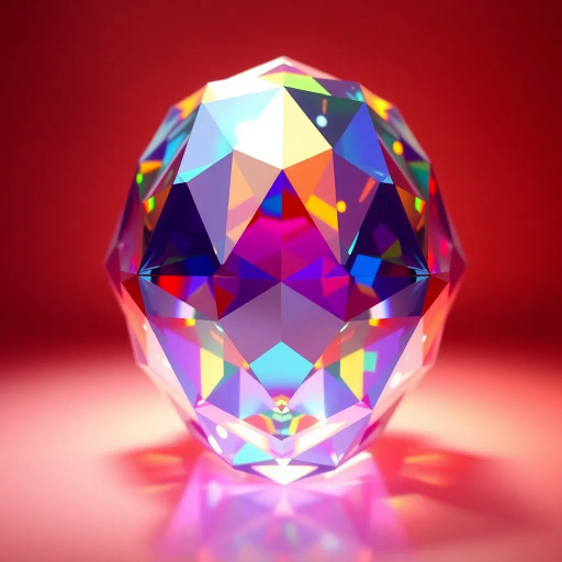 faceted, geometric shapes, vibrant hues, angular design, polygons, minimalist, abstract representation, dynamic movement, warm palette, energy and light, atmospheric lighting, visual texture, sculptural forms, contemporary, mathematical precision, minimalist composition, crystalline structures, refracted light, modern digital art influences, playful elegance