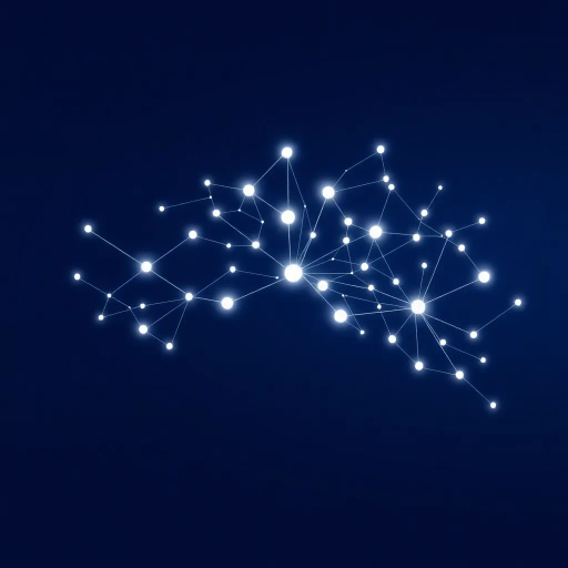 minimalist geometry, abstract forms, neural pathways, cerebral networks, information flow, Edward Tufte, Swiss design, Bauhaus influence, symmetry, subtle gradients, soft lighting, modern aesthetics, blue and white palette, clean lines, vector graphics, futuristic symbolism, digital simplicity, dynamic balance, sleek elegance, inventive visual language, contemporary design ethos, ethereal glow, conceptual iconography, Claude Monet color palette, symbolic abstraction, subdued hues, cerebral structures, algorithmic patterns, airy composition, delicate textures, whimsical essence, artistic metaphors, AI mind maps, interconnected symbols, neural network pattern, intelligence visualization, innovative design, mental landscapes, data flow, smooth textures, inventive symbology