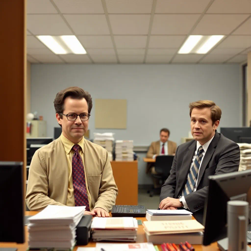 satirical workplace, Michael Scott, humor, awkwardness, paper company, Dwight Schrute, quirky characters, everyday life, vibrant colors, exaggerated expressions, 2000s television, subtle irony, mockumentary style, interpersonal dynamics, cultural commentary, ensemble cast, American office setting, mundane hilarity, character-driven storytelling, iconic quotes, behavioral nuances, small-town feel, candid camera, comedic timing, situational comedy