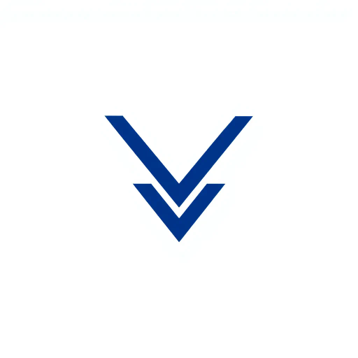 abstract, lettermark, geometric precision, minimalism, modern design, bold composition, indigo palette, intersecting diagonal lines, sharp converging V, dynamic divergence, solid color, stark contrast, white background, artistic symmetry, clean lines, branding influence, visual harmony, Bauhaus inspiration, simplistic elegance, balanced aesthetic, visual impact, sleek design, contemporary art