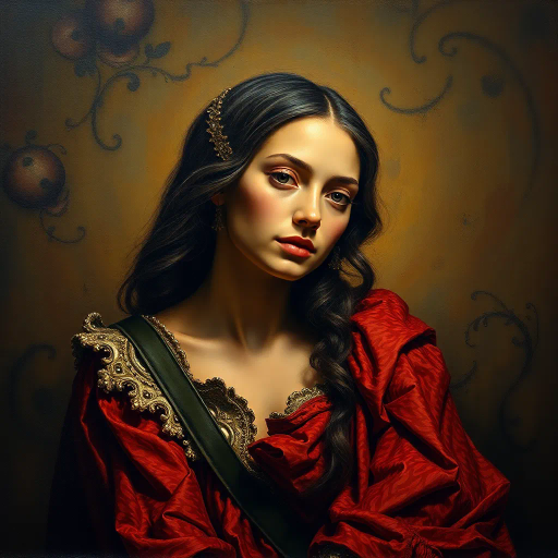 hyperrealistic, vivid colors, chiaroscuro lighting, intricate textures, classical realism, emotional depth, dramatic composition, rich detail, lifelike representation, Rembrandt influence, dynamic range, oil painting techniques, Vermeer inspiration, ethereal atmosphere, depth of field, intricate backgrounds, light and shadow interplay, tangible surfaces, 17th-century painting nostalgia, harmonic balance, nuanced shading, immersive perspective, timeless quality