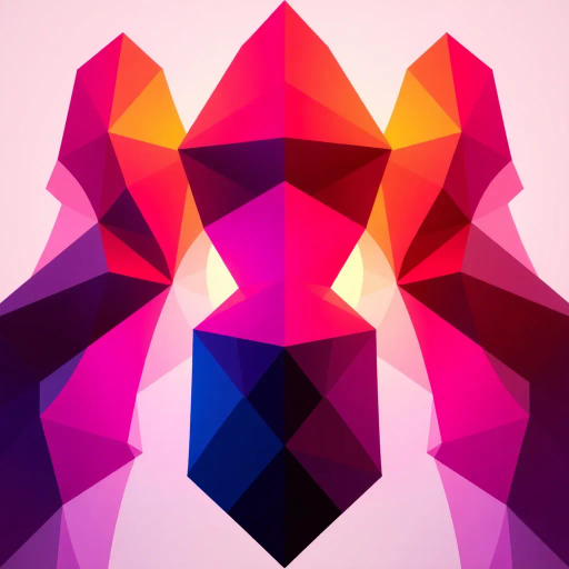 geometric abstraction, angular shapes, vibrant hues, minimalist design, dynamic movement, polygonal art, faceted surfaces, interplay of light and shadow, fiery warmth, digital minimalism, visual simplicity, contemporary aesthetics, simplified forms, energy and transformation, fiery glow, scale contrast, fragmented geometry, abstract representation, symbolic heat, sculptural quality