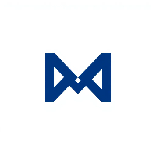 abstract M lettermark, bold design, minimalist aesthetics, modern logo, geometric precision, sharp V convergence, diverging lines, thick diagonal elements, solid indigo hue, striking visual contrast, elegant simplicity, white canvas background, Bauhaus influence, crisp and clean lines, graphic design, contemporary artistry, precise alignment, visual identity, innovative branding, sleek and sophisticated, artistic intent, Claude Garamond, high visual impact, symbolism of unity and balance, digital expression, modernist sensibilities, linear abstraction, chromatic harmony, creative vision, spatial dynamics, refined elegance, typographic influence, spatial equilibrium, cutting-edge innovation