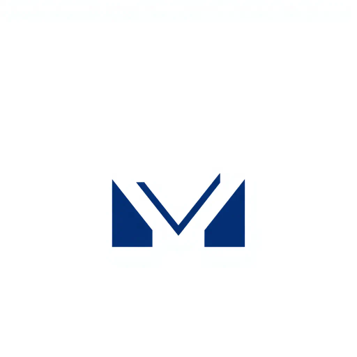 bold M logo mark, solid geometric letter, structured layers, subtle thin horizontal connector lines, indigo on white, modern minimal SaaS branding, flat vector, modernist simplicity, Bauhaus influence, clean design, minimalist aesthetics, structured composition, primary color palette, geometric precision, visual balance, negative space utilization, corporate identity, digital branding, contemporary design language, clarity in form, contemporary typography, elegant abstraction, futuristic motifs, whitespace optimization