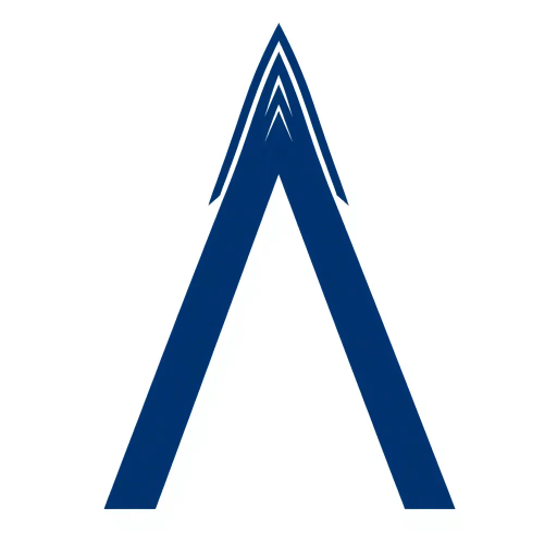 bold letter M, parallel strokes, tapering structure, upward hierarchy, indigo blue, geometric precision, vector design, minimalist aesthetic, structural elegance, balance and symmetry, clean composition, white background, modernist influences, Bauhaus geometry, minimal lines, disciplined form, artistic clarity