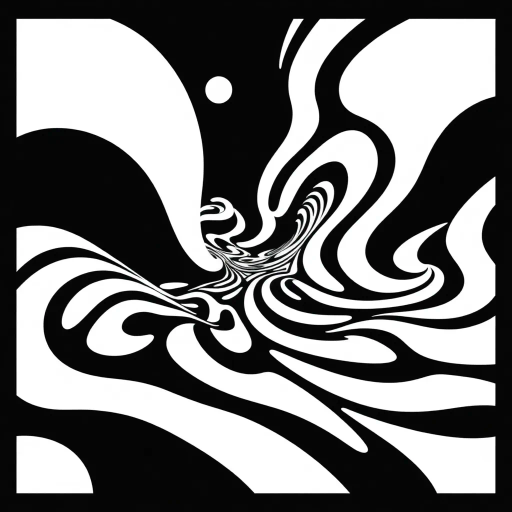 geometric shapes, intricate patterns, flowing lines, minimalist design, abstract expression, monochrome palette, dynamic movement, M.C. Escher influence, precise detailing, linear perspective, conceptual exploration, visual harmony, contour emphasis, spatial depth, artistic exploration, contemporary influence